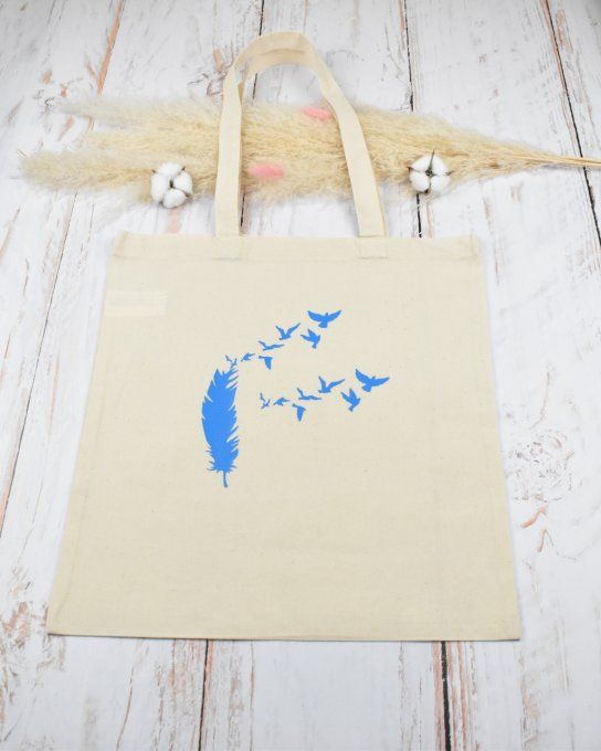 Tote bag plume et oiseau