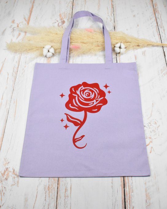 Tote bag rose rouge